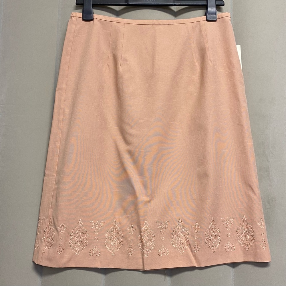 Norton McNaughton Women’s Skirt 12 Embroidered Coral Office Church Modest NWT